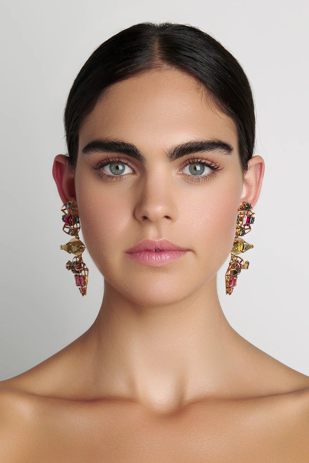 LIVIA SCULPTURAL COLORED STONE EARRING
