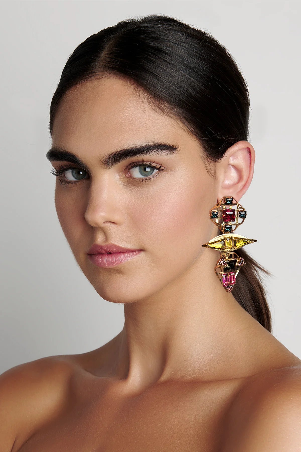 LIVIA SCULPTURAL COLORED STONE EARRING