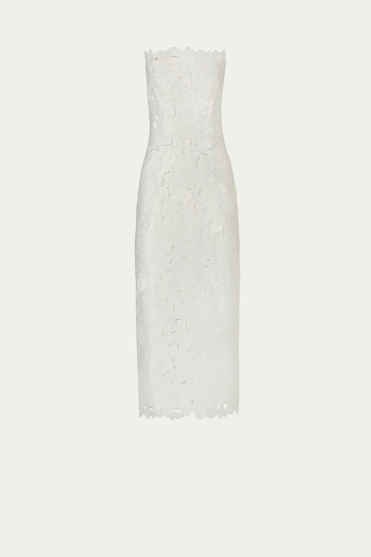 ASTELLE FLORAL CUT STRAPLESS DRESS OFF WHITE