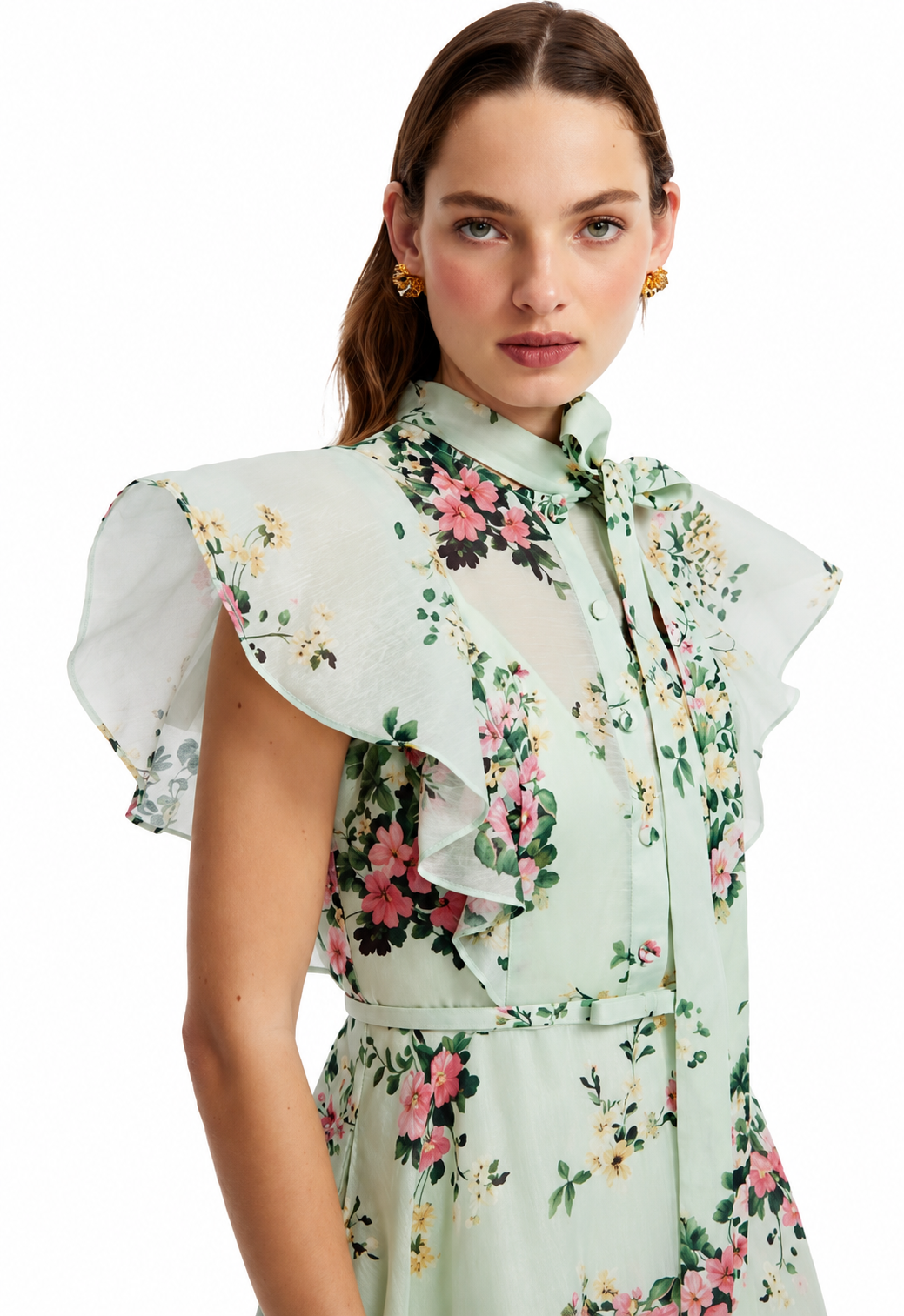 ELSIE FLUTTER SLEEVE MIDI DRESS