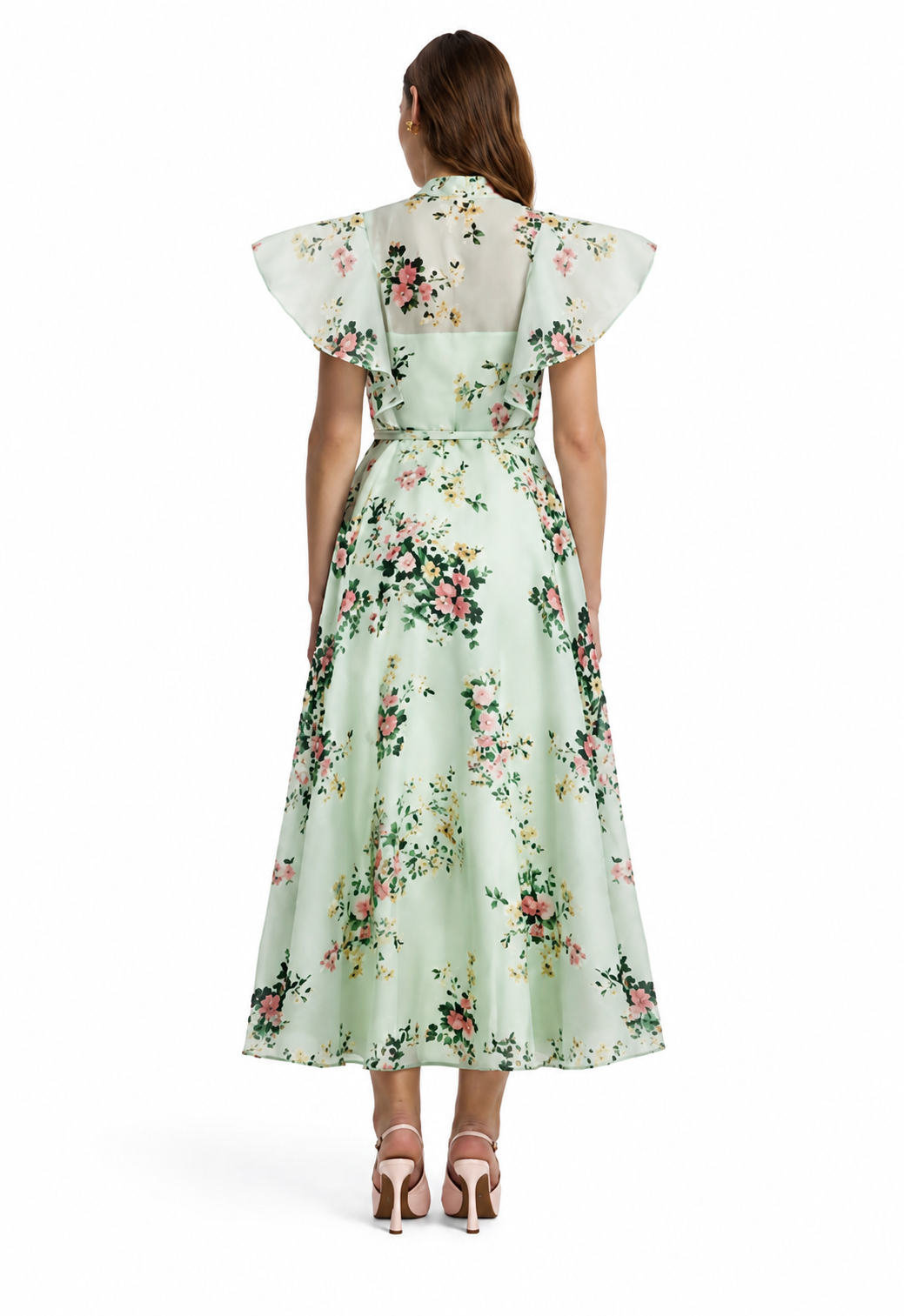 ELSIE FLUTTER SLEEVE MIDI DRESS