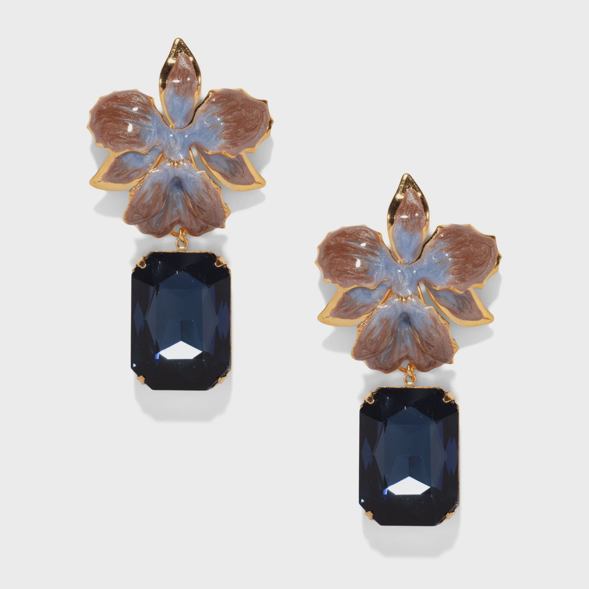 Vanilla Orchid Jeweled Drop in Brown Navy