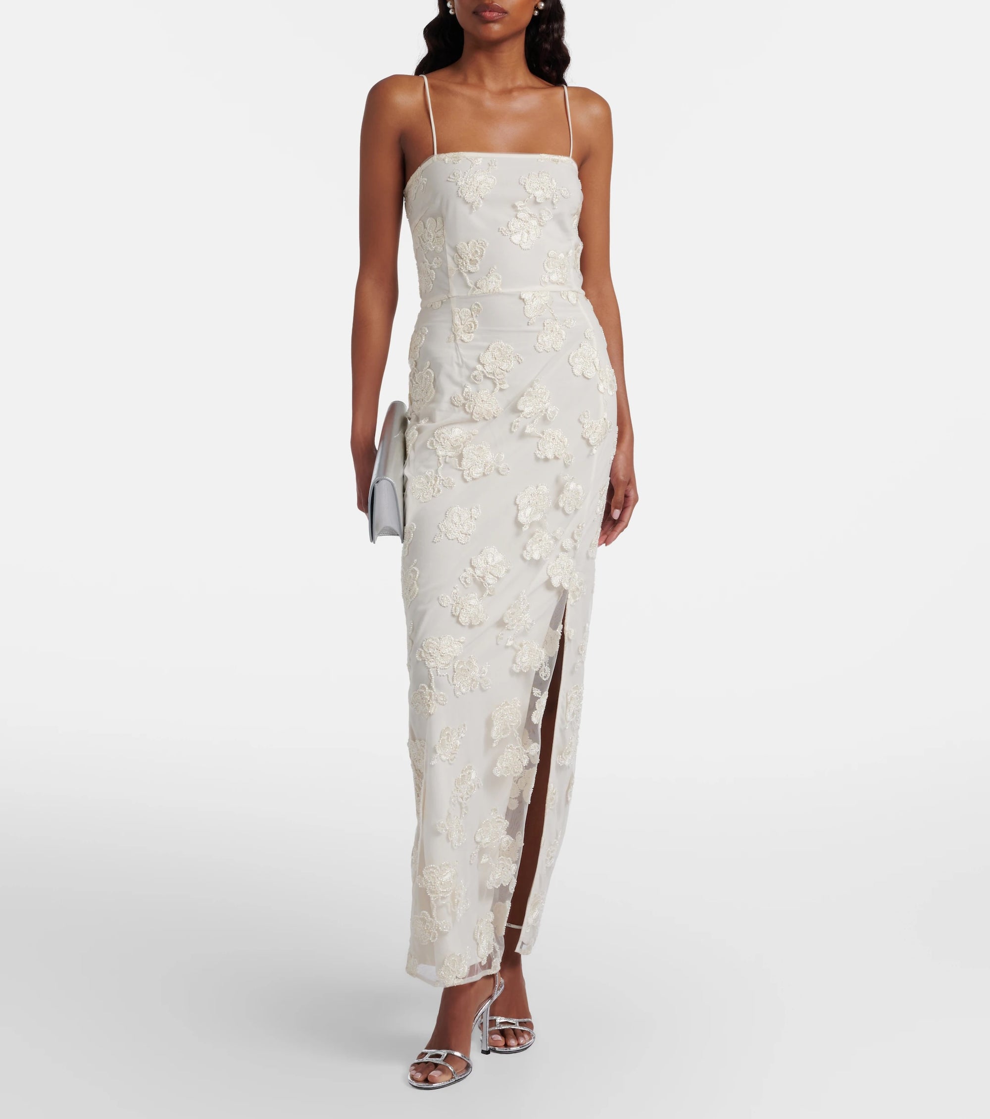 BEADED MAXI SLIT DRESS