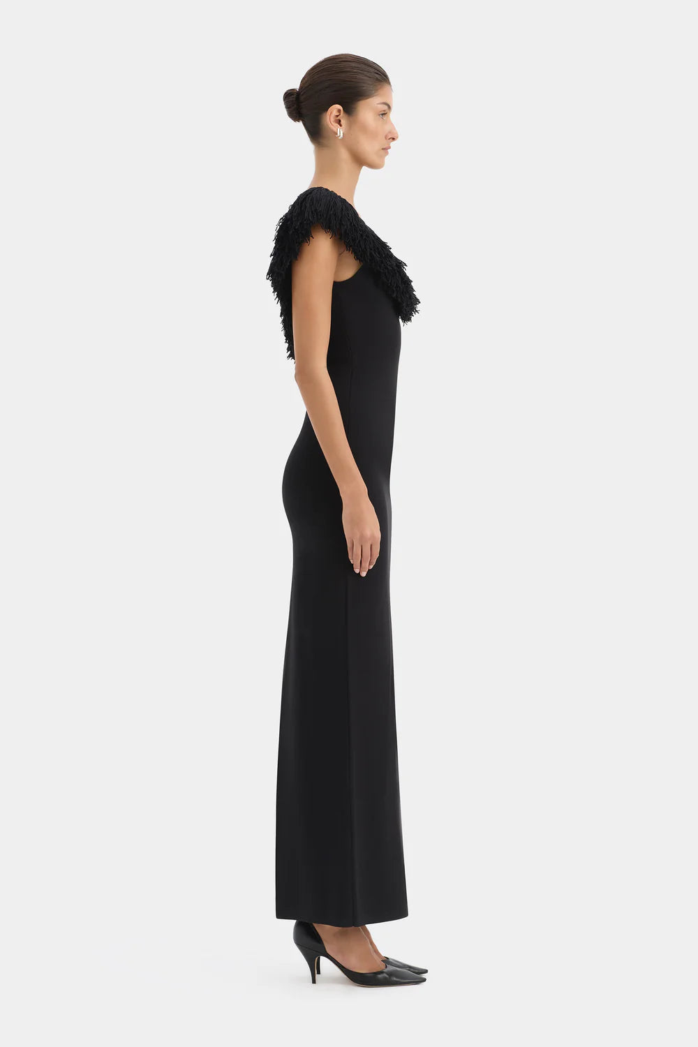 MARCELLINE FRINGE SCOOP BACK GOWN