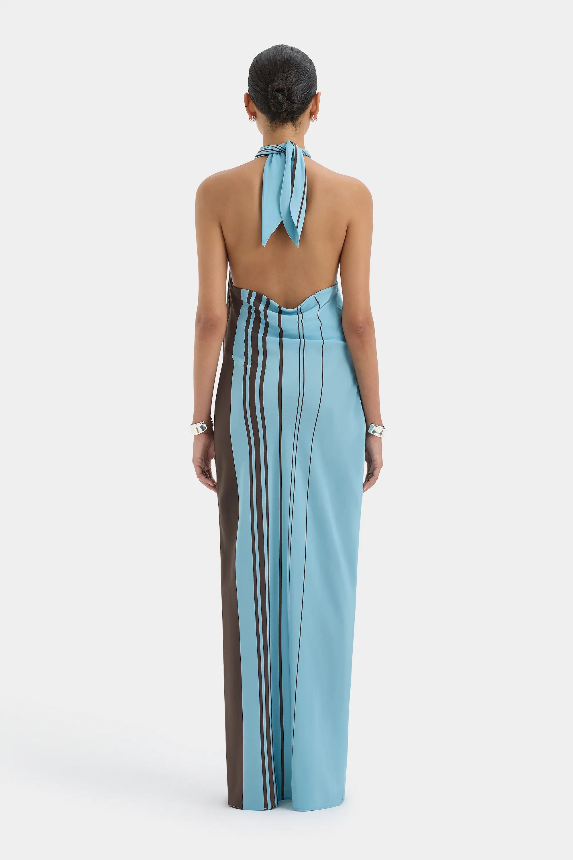 silk halter scarf dress Satin Halterneck Scarf Mini Dress with Tassel - Black