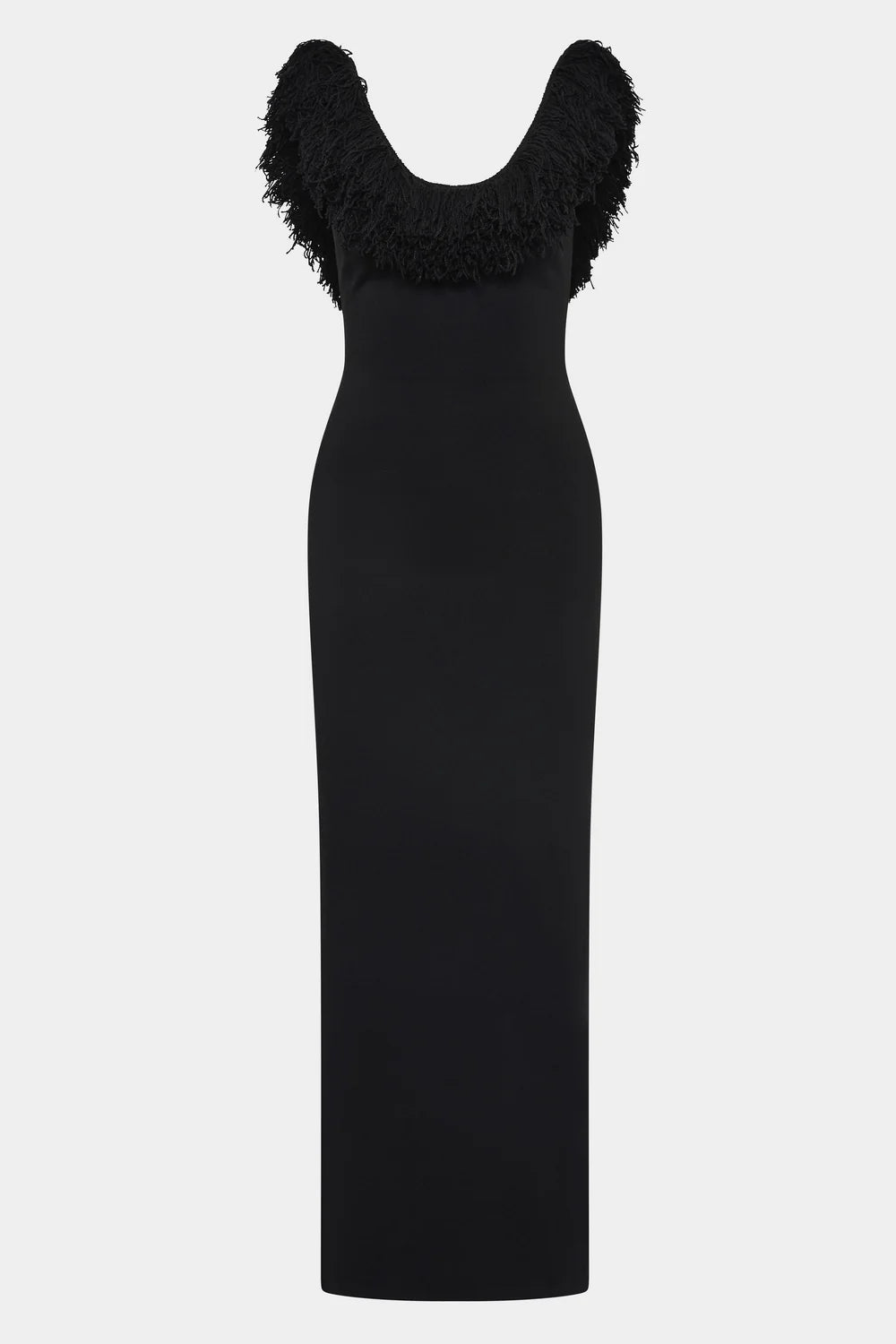 MARCELLINE FRINGE SCOOP BACK GOWN