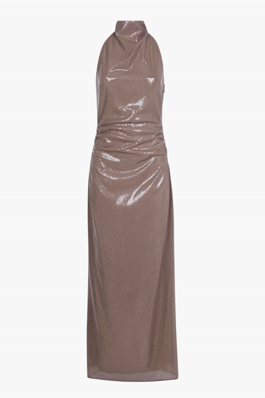 SEQUIN MAXI SLIT DRESS