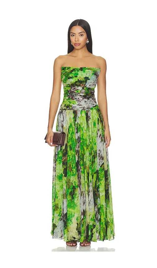 FAIRY FERN PRINTED DRAPED DRESS