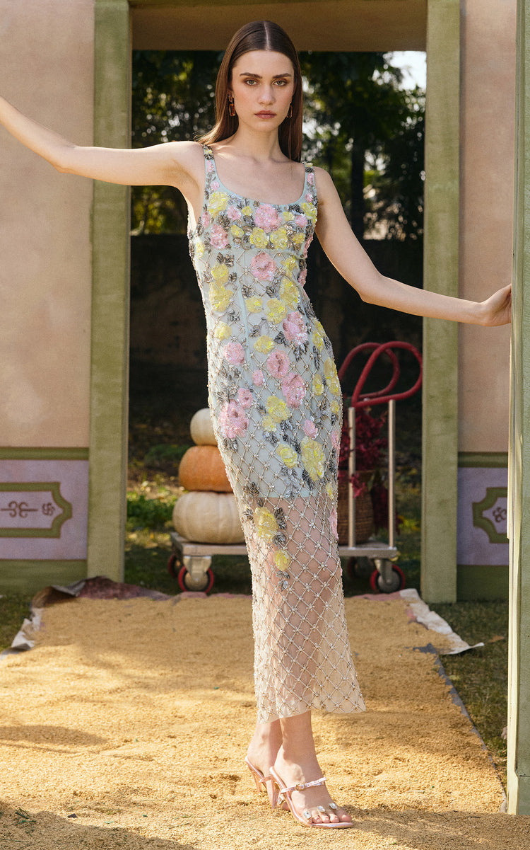 CELESTE JARDIN EMBROIDERED DRESS
