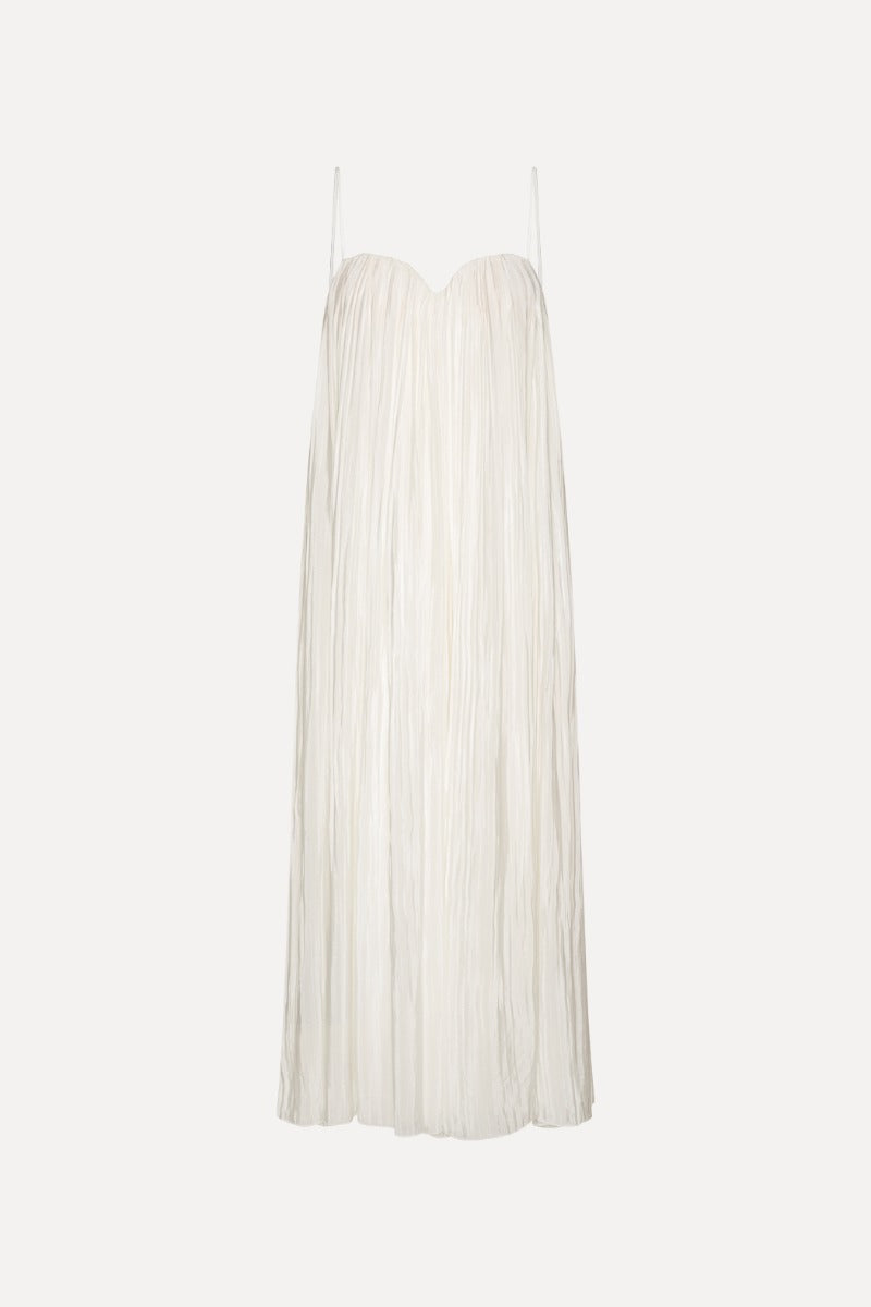 PLEATED MIDI STRAP DRESS
