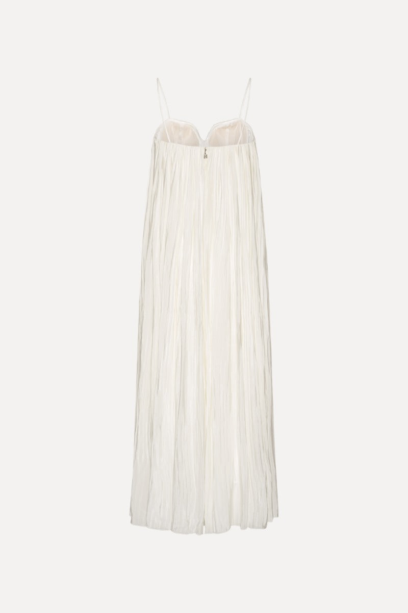 PLEATED MIDI STRAP DRESS