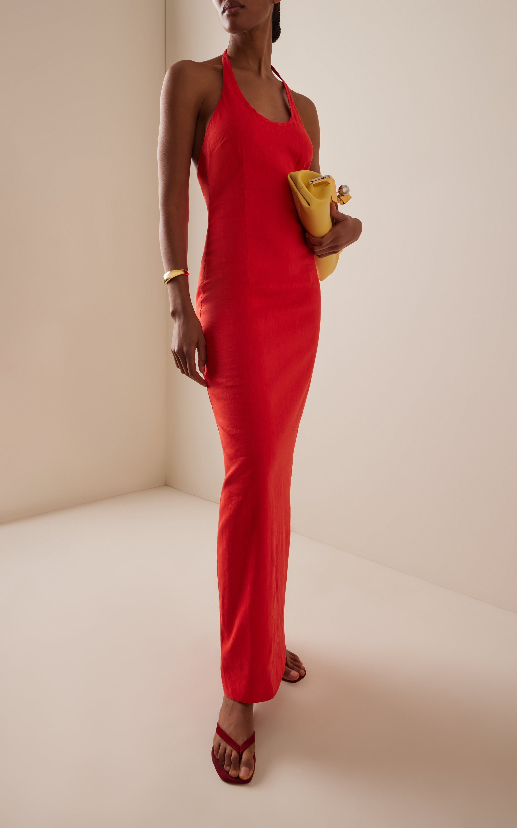 ELODIE HALTER MIDI DRESS
